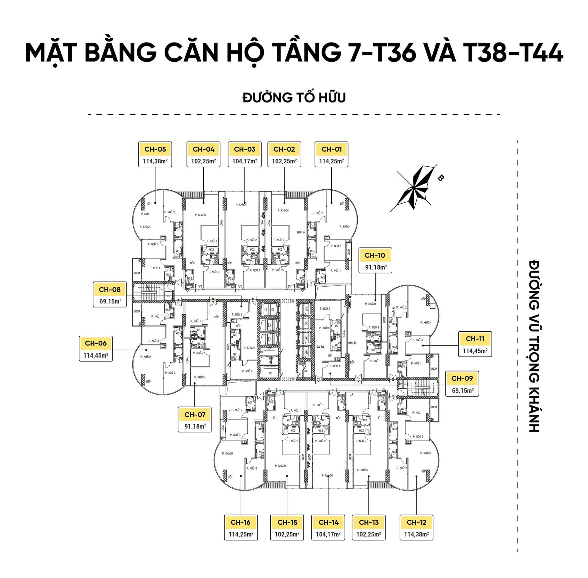 Mặt bằng tầng 7-T36 & T38-T44