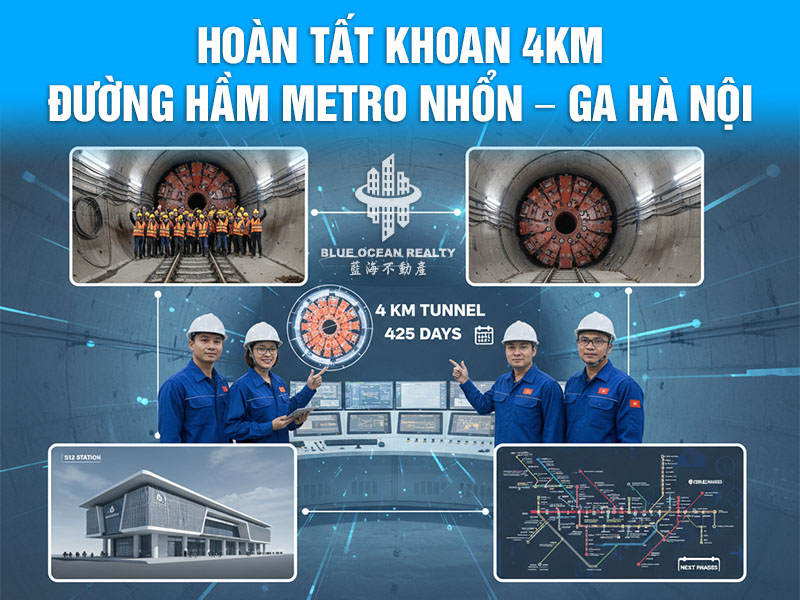 Hoàn tất khoan 4km đường hầm Metro Nhổn – Ga Hà Nội