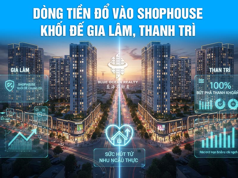 Dòng tiền đổ vào shophouse khối đế Gia Lâm, Thanh Trì