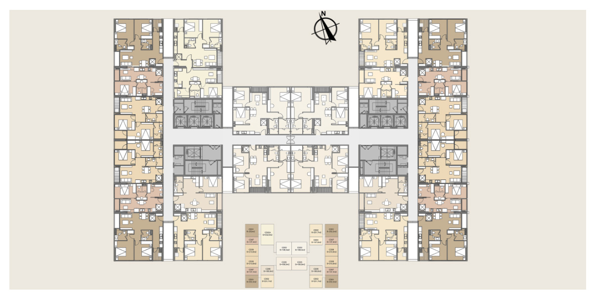 Mặt bằng tầng 2 tòa Rubby dự án Atera Central Phố Nối